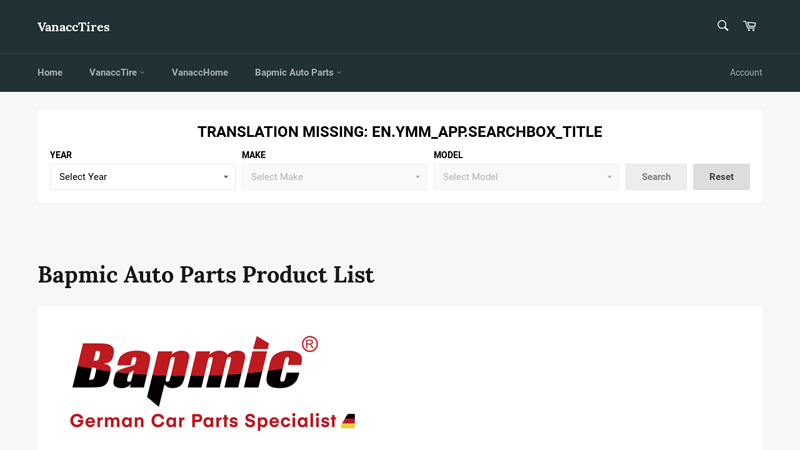 Bapmic Auto Parts Product List bap car parts