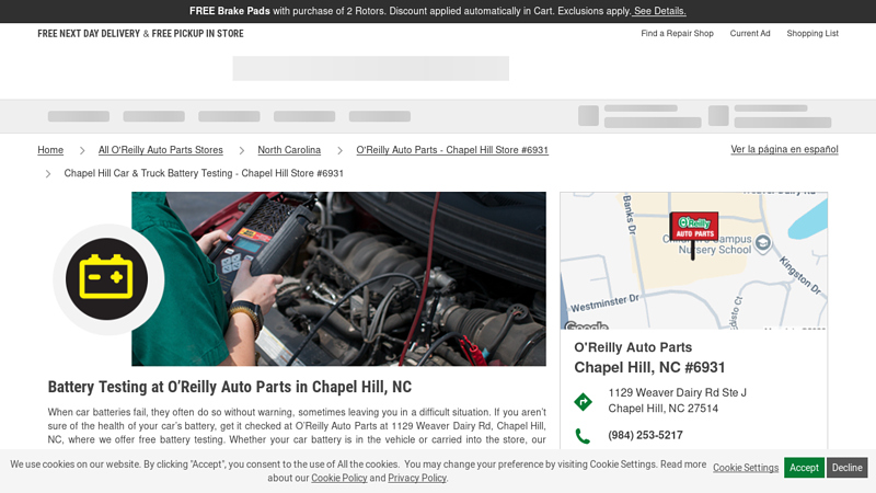 Battery Testing at O'Reilly Auto Parts in Chapel Hill, NC advance auto parts roxboro