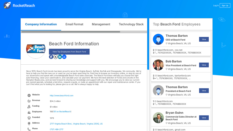 Beach Ford Information beach ford service & parts