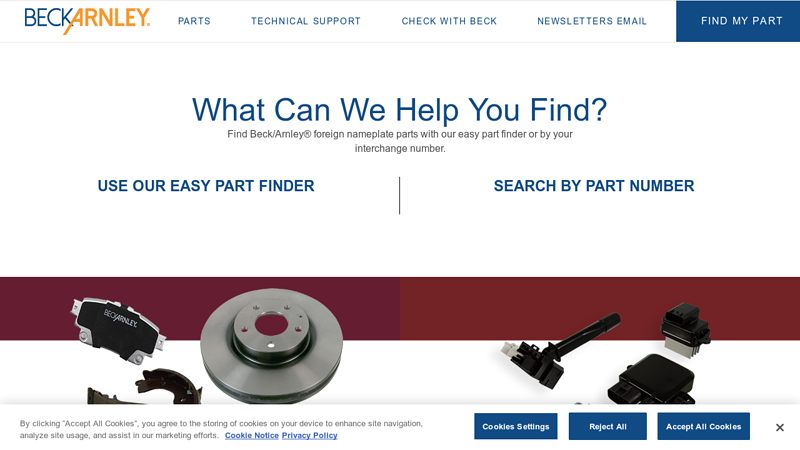 Beck/Arnley interchangeable car parts lookup