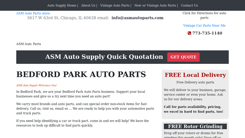 Bedford Park Auto Parts ASM New Car Truck and Vintage Parts bedford auto parts inc