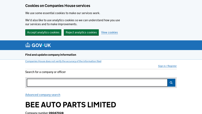 BEE AUTO PARTS LIMITED filing history bees auto parts