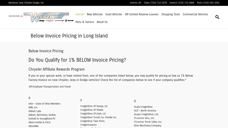 Below Invoice Pricing in Long Island, NY advance auto parts ocala fl