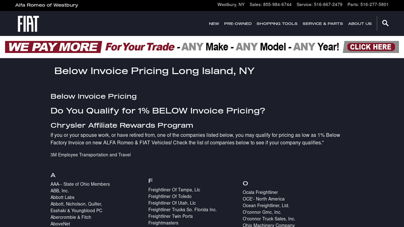 Below Invoice Pricing Long Island, NY gardner auto parts pompano