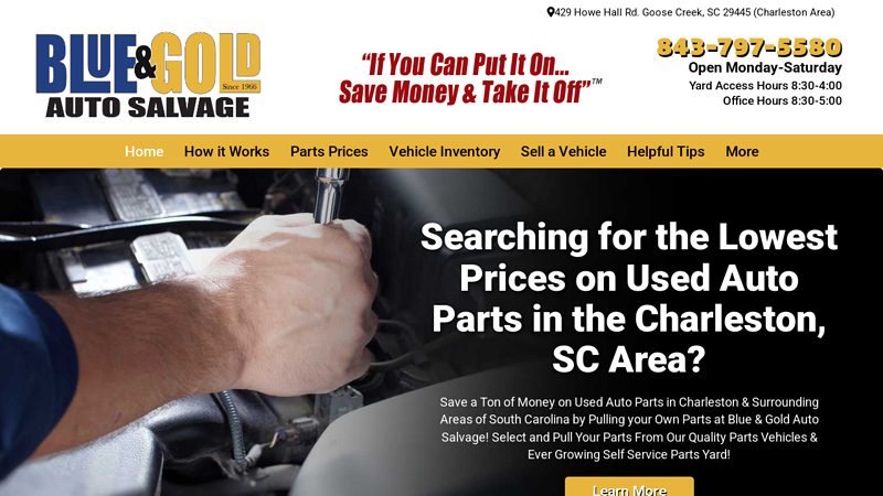 Blue & Gold Auto Salvage blue and gold auto salvage car parts