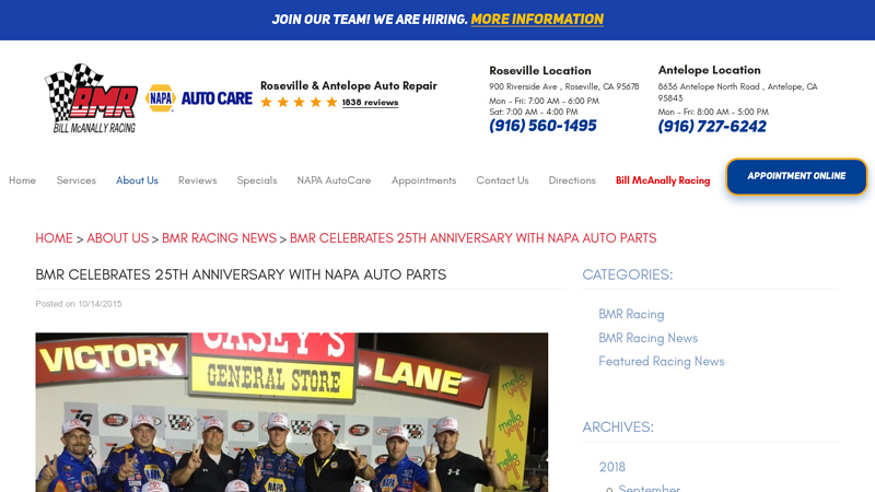 BMR Celebrates 25th Anniversary With NAPA AUTO PARTS napa auto parts racing