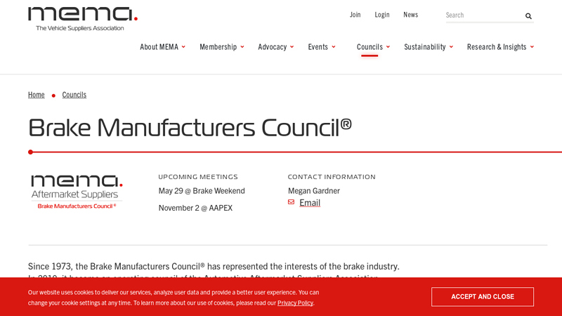 Brake Manufacturers Council car brake parts