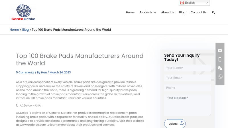 Brake Pads Manufacturers Around the World car brakes parts