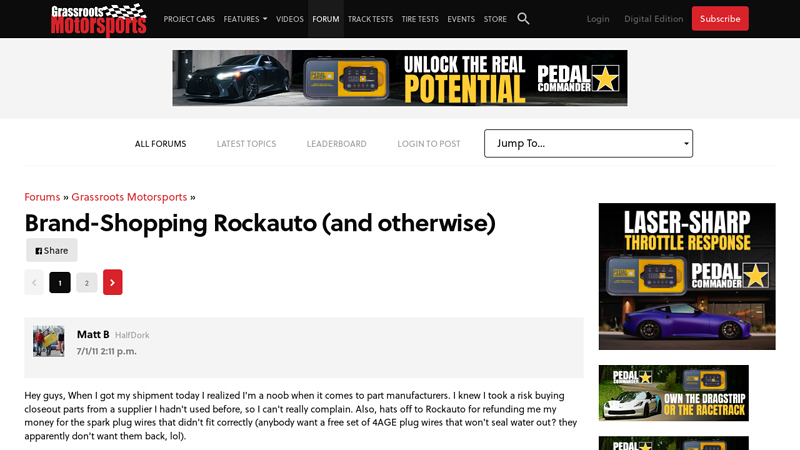 Brand reviews for a premiu auto parts