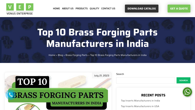 Brass Forging Parts Manufacturers in India venus auto parts