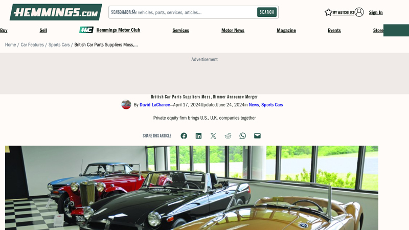 British Car Parts Suppliers Moss, Rimmer Announce Merger moss car parts