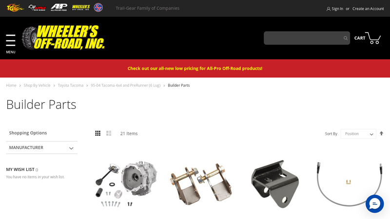 Builder Parts 1996 toyota tacoma parts