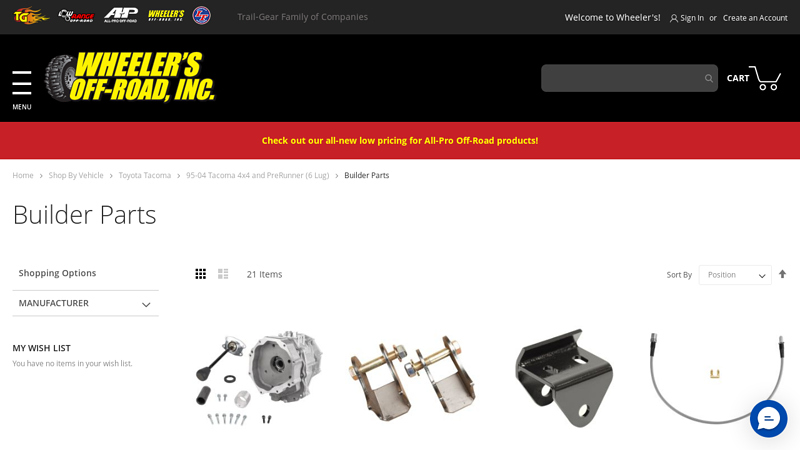 Builder Parts 1998 toyota tacoma parts