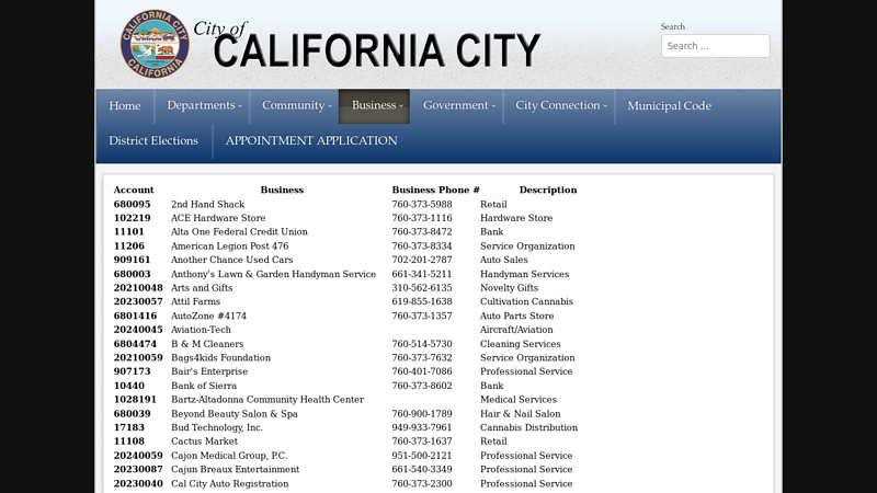 Business Directory cal city auto parts