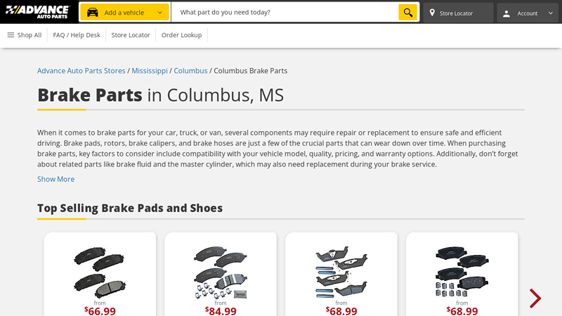 Buy Brake Parts in Columbus, MS advance auto parts columbus ms
