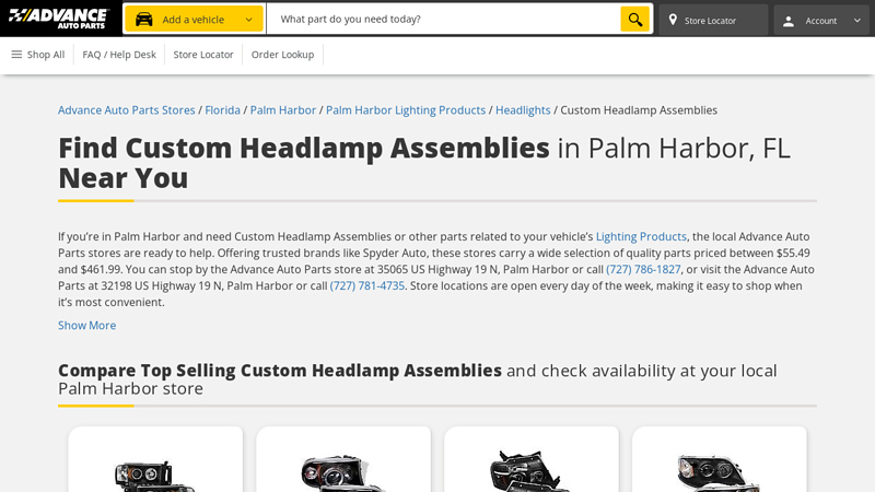 Buy Custom Headlamp Assemblies in Palm Harbor, FL advance auto parts clearwater