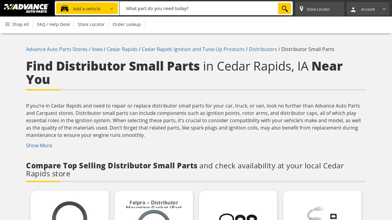 Buy Distributor Small Parts in Cedar Rapids, IA advance auto parts cedar rapids