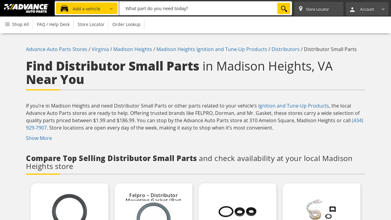 Buy Distributor Small Parts in Madison Heights, VA advance auto parts dillwyn va