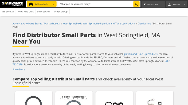 Buy Distributor Small Parts in West Springfield, MA auto parts west springfield ma