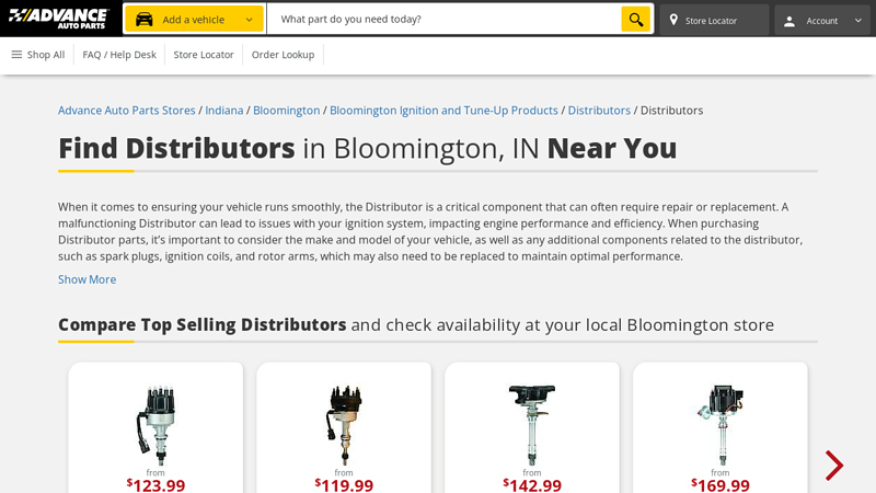 Buy Distributors in Bloomington, IN auto parts bloomington indiana