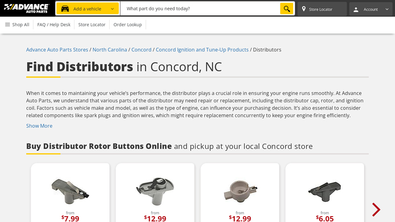 Buy Distributors in Concord, NC advance auto parts albemarle nc