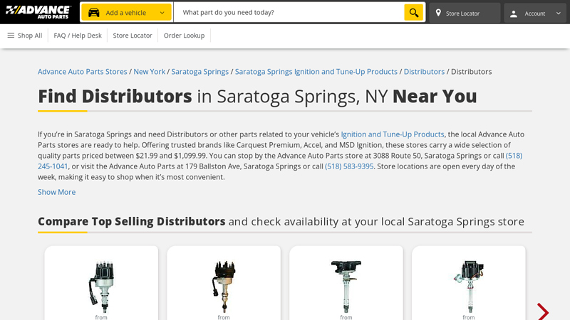 Buy Distributors in Saratoga Springs, NY advance auto parts queensbury