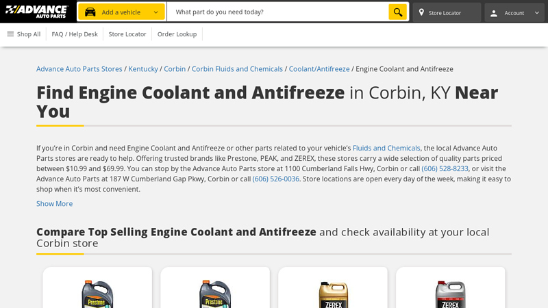 Buy Engine Coolant and Antifreeze in Corbin, KY advance auto parts corbin kentucky