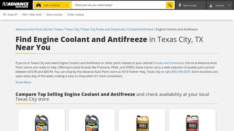 Buy Engine Coolant and Antifreeze in Texas City, TX advance auto parts new caney texas
