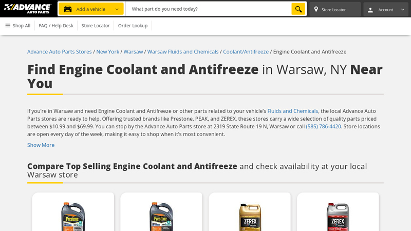 Buy Engine Coolant and Antifreeze in Warsaw, NY advance auto parts warsaw new york