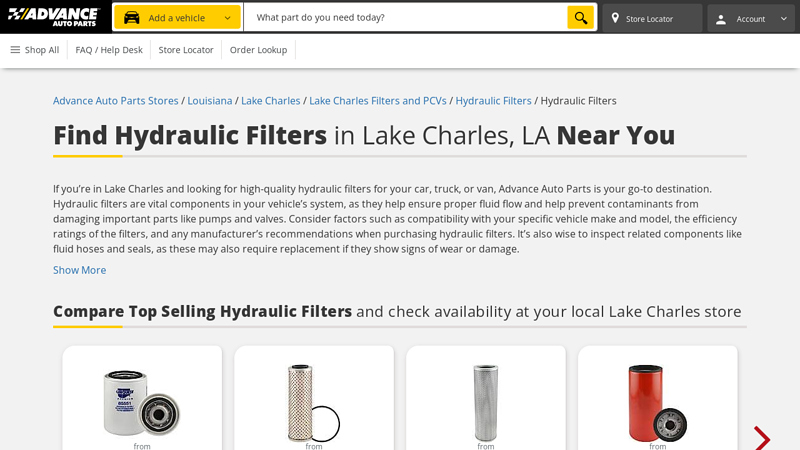Buy Hydraulic Filters in Lake Charles, LA advance auto parts lake charles