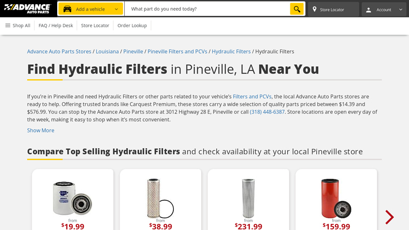 Buy Hydraulic Filters in Pineville, LA advance auto parts opelousas la