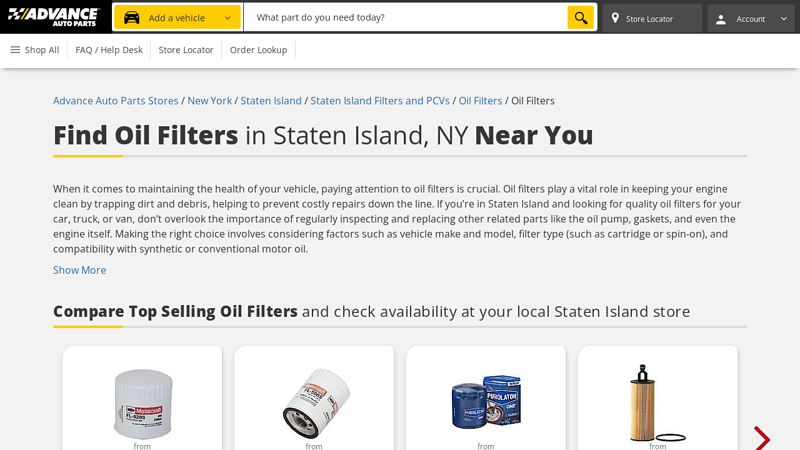 Buy Oil Filters in Staten Island, NY advance auto parts staten island