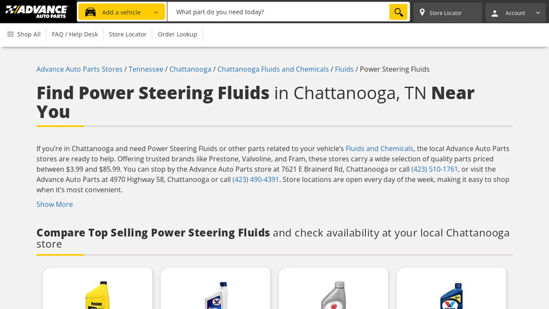 Buy Power Steering Fluids in Chattanooga, TN advance auto parts chattanooga