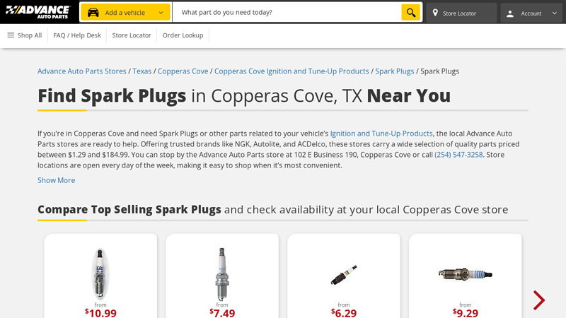 Buy Spark Plugs in Copperas Cove, TX advance auto parts copperas cove