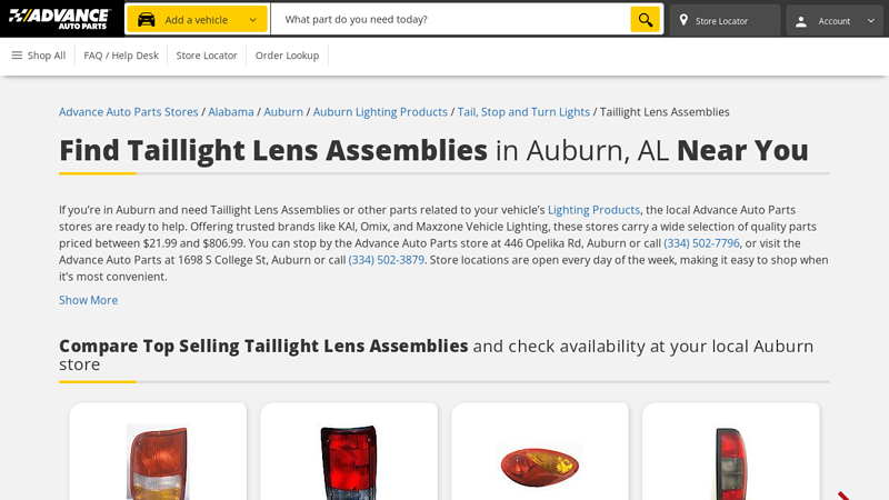 Buy Taillight Lens Assemblies in Auburn, AL advance auto parts in auburn alabama