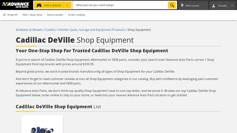Cadillac DeVille Shop Equipment auto parts cadillac deville