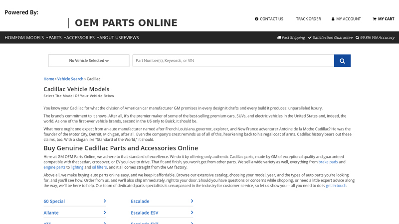 Cadillac Vehicle Models cadillac cts car parts