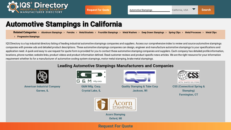 California Automotive Stamping Companies auto parts lake elsinore