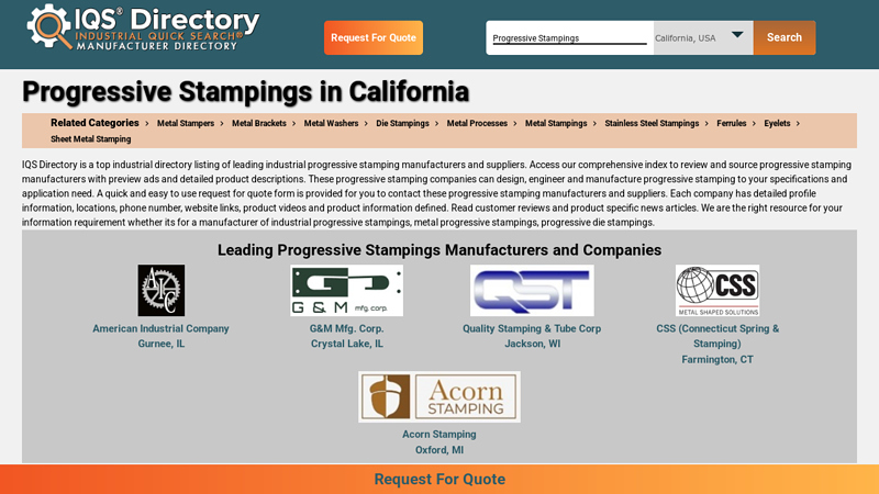 California Progressive Stamping Companies progressive auto parts