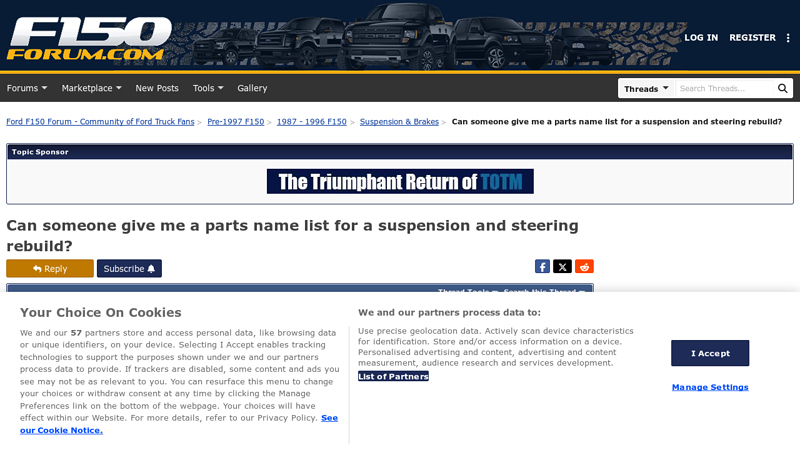 Can someone give me a parts name list for a suspension and ... 93 ford f150 parts