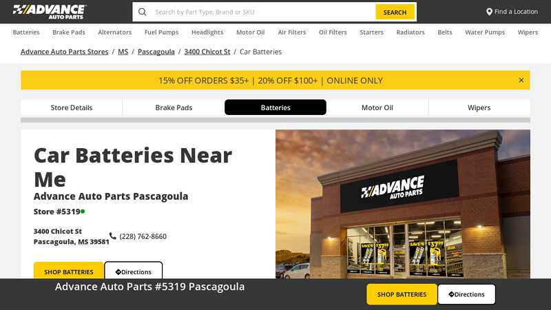 Car Batteries Near Me at 3400 Chicot St in Pascagoula, MS advance auto parts pascagoula mississippi