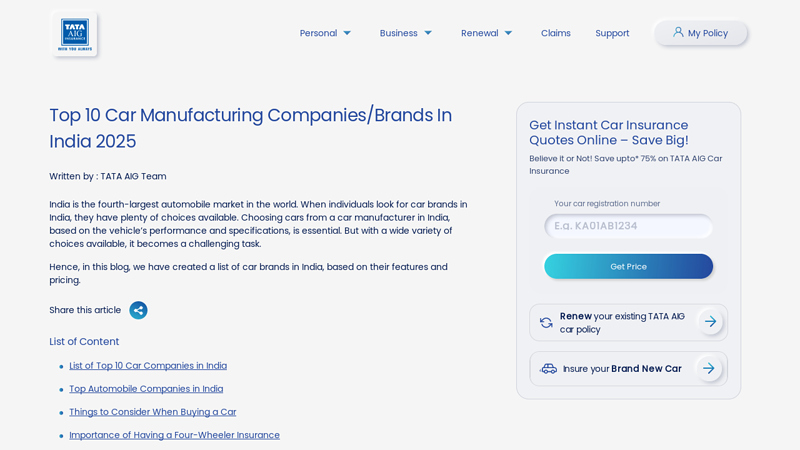 Car Manufacturing Companies/Brands in India 2025 balero car part