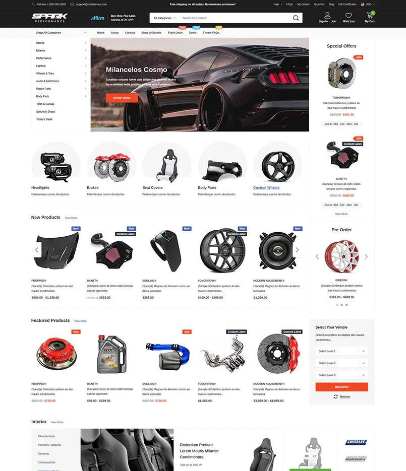 Car Parts Website guide