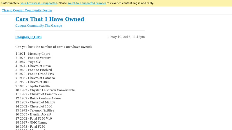 Cars That I Have Owned 1969 cougar parts car