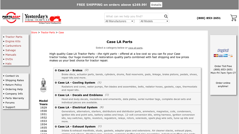 Case LA Parts la tractor parts