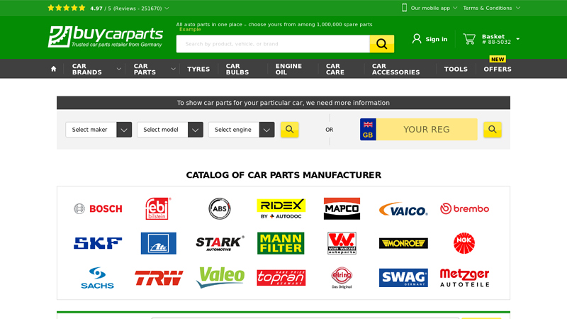 Catalog of original Car parts manufacturer car parts uk