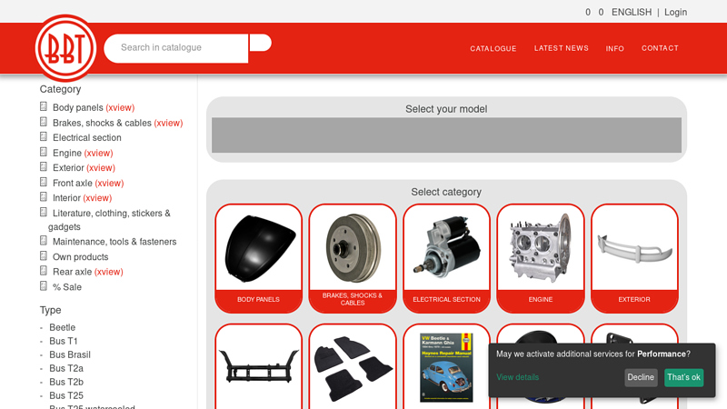 Catalogue vw bug auto parts