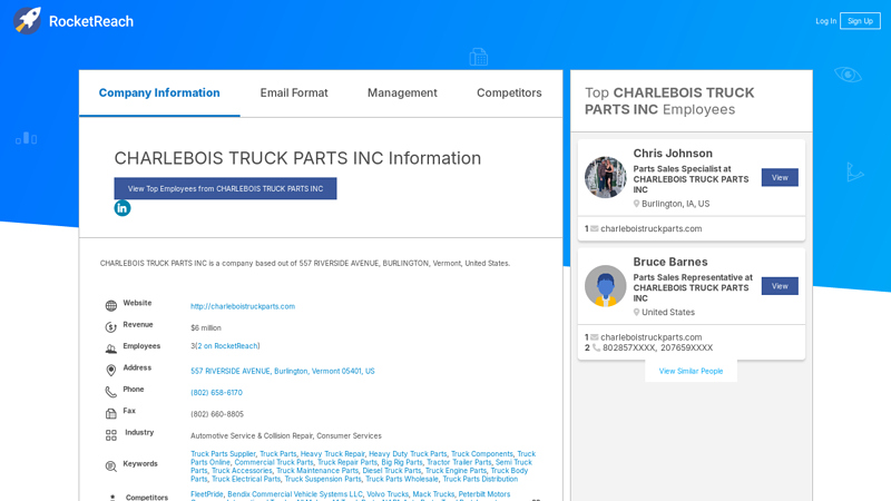 CHARLEBOIS TRUCK PARTS INC Information charlebois truck parts