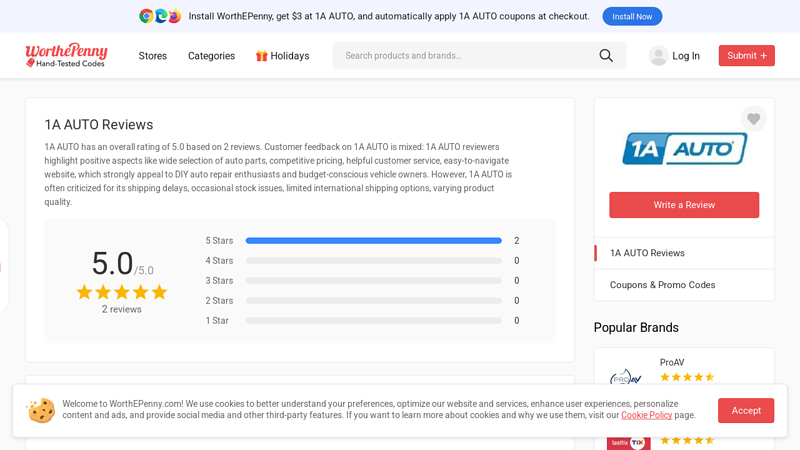 Check 1A AUTO Ratings & Customer Reviews 1a auto parts review