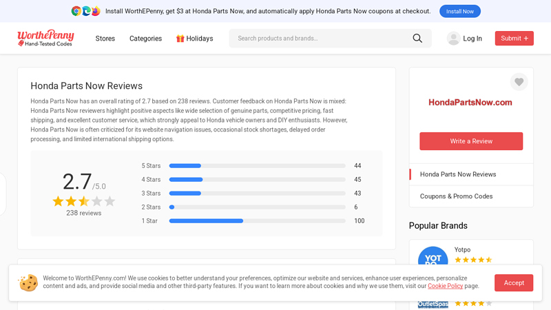 Check Honda Parts Now Ratings & Customer Reviews honda parts now review